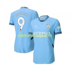 Camisola Manchester City Erling Haaland 9 Homem Equipamento Primeiro 2024-2025 Manga Curta